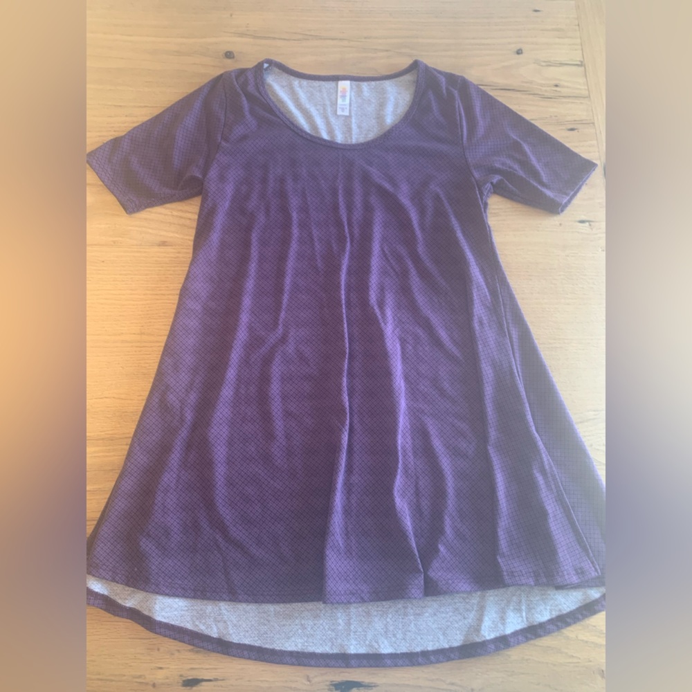 Lu La Roe Plaid Short Sleeve Tee‎ Shirt Purple Women’s XS Preloved